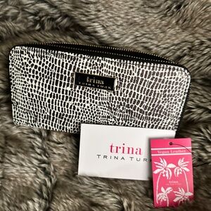 Trina Turk brand new wallet, black and white animal print. Brand new in the box